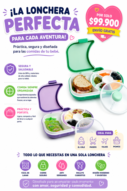 Lonchera Hermética Desmontable Doble Rotativo