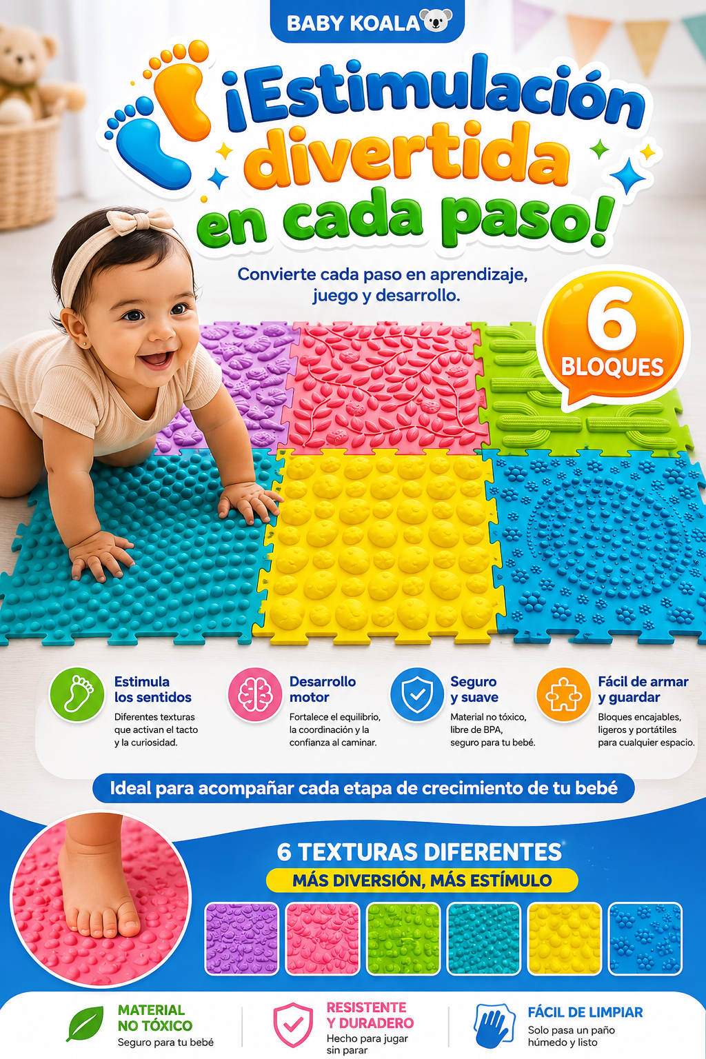 Tapete con distintas texturas | 6 PIEZAS